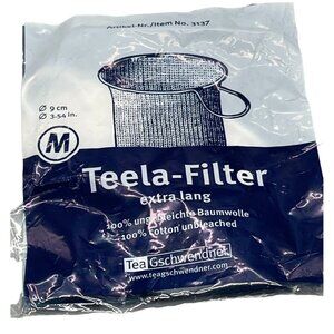 Teela-filter extra lang 3.54" cotton #3127 white blue tea bag filter READ NEW